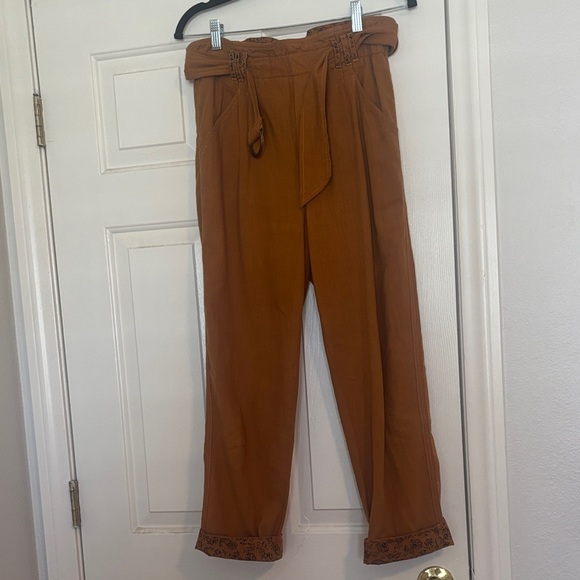 Anthropologie Pants - Anthropologie Cropped Paperbag Waist Pants in Rust Brown